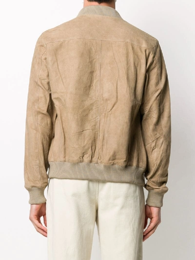 Shop Family First Suede Bomber Jacket In Brown