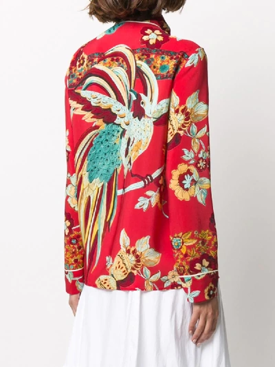 Shop Red Valentino Bird Of Paradise In The Forest Printed Shirt In Red