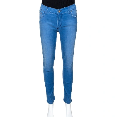 Pre-owned Carolina Herrera Blue Denim Frayed Detail Skinny Jeans M