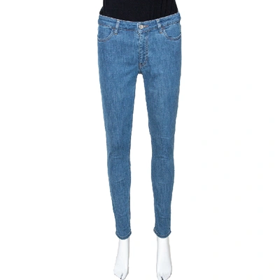 Pre-owned Prada Blue Denim Medium Wash High Waisted Skinny Jeans S