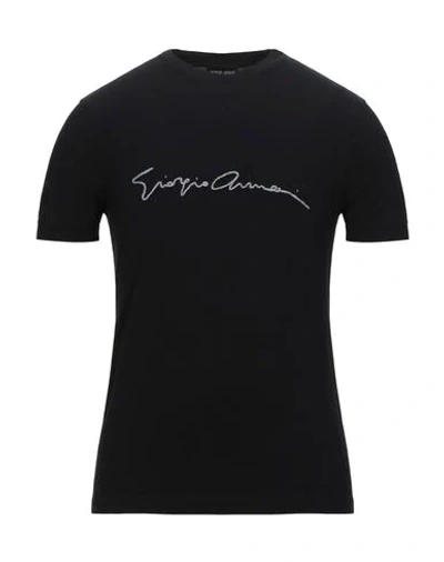 Shop Giorgio Armani Man T-shirt Black Size 46 Viscose, Elastane