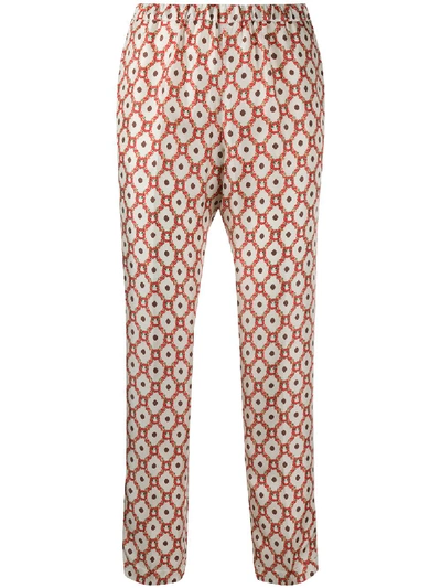 Shop Alberto Biani Floral Patterned Straight-leg Trousers In White