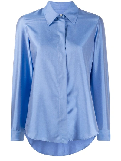 Shop Alberto Biani Silk Classic Shirt In Blue