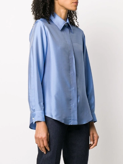 Shop Alberto Biani Silk Classic Shirt In Blue