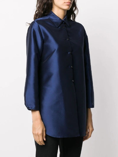 Shop Alberto Biani Long-sleeved Satin Shirt In Blue