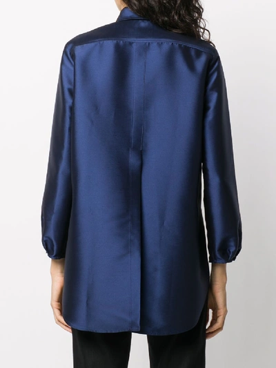 Shop Alberto Biani Long-sleeved Satin Shirt In Blue