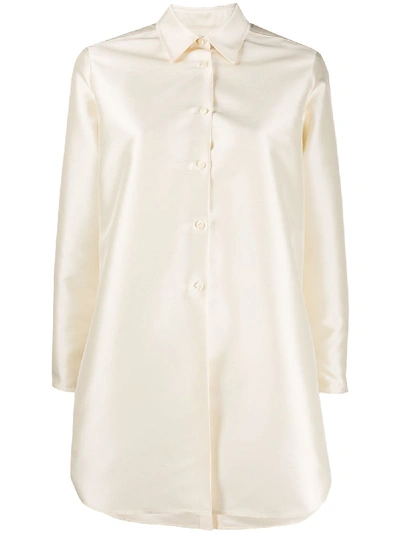 Shop Alberto Biani Long-line Button-up Shirt In White