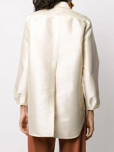 Shop Alberto Biani Long-line Button-up Shirt In White