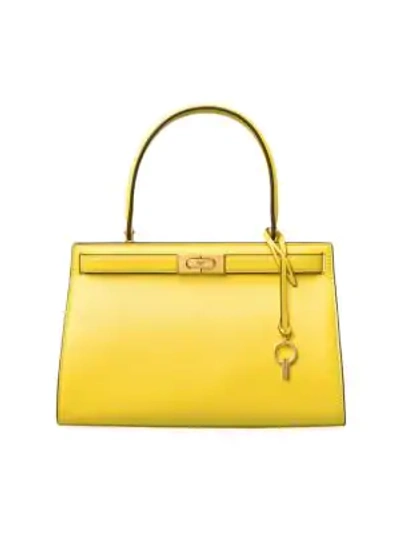 Shop Tory Burch Small Lee Radziwill Leather Satchel In Electric Yellow