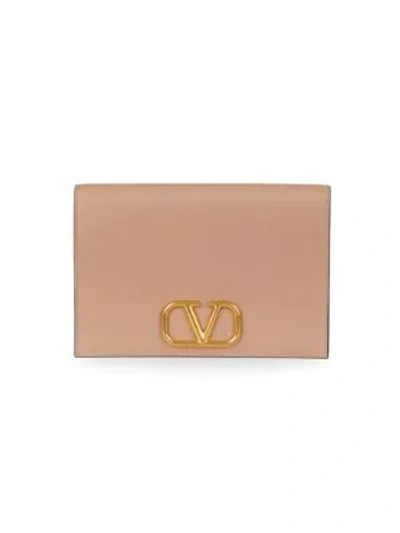 Shop Valentino Garavani Medium Vlogo Leather Clutch In Rose
