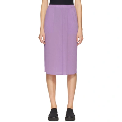 Shop Issey Miyake Purple Pleated Skirt In 80 Lgtpurpl
