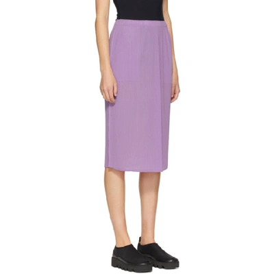 Shop Issey Miyake Purple Pleated Skirt In 80 Lgtpurpl