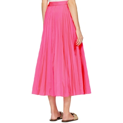 VALENTINO 粉色压褶束带半身裙