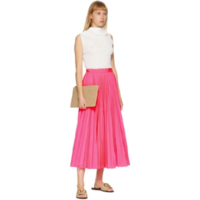 Shop Valentino Pink Pleated Waist-tie Skirt In R87 Pink