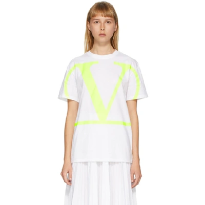 Shop Valentino White And Yellow Vlogo T-shirt In Y0b Wht/yel