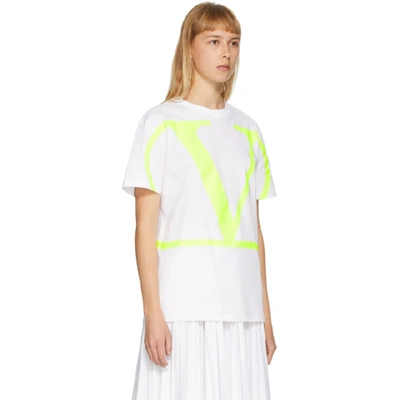 Shop Valentino White And Yellow Vlogo T-shirt In Y0b Wht/yel