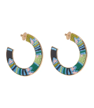 Shop Mignonne Gavigan Aztec Fiona Hoop Earrings In Blue/green