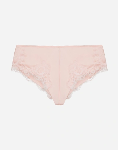 Shop Dolce & Gabbana Satin Slip With Lace In Pink
