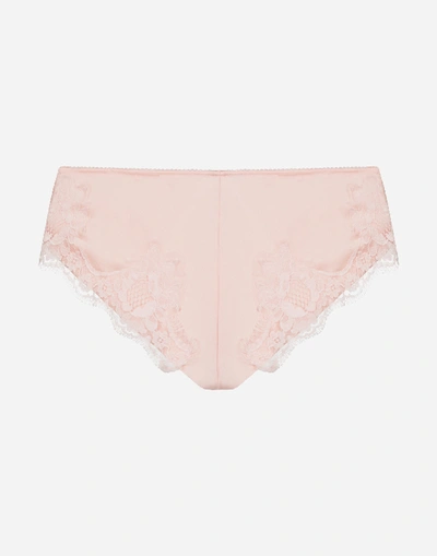 Shop Dolce & Gabbana Satin Slip With Lace In Pink