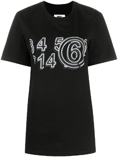 Shop Mm6 Maison Margiela Numbers Print T-shirt In Black