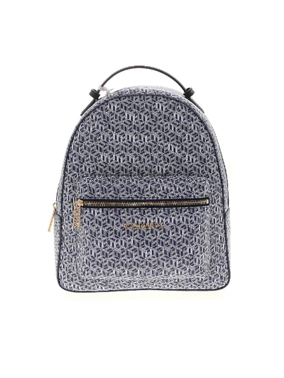 Shop Tommy Hilfiger Monogram Backpack In Blue And White