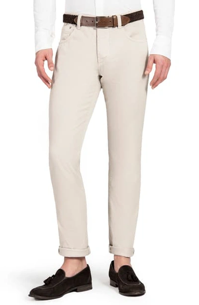 Shop Isaia Slim Fit Pants In Stone