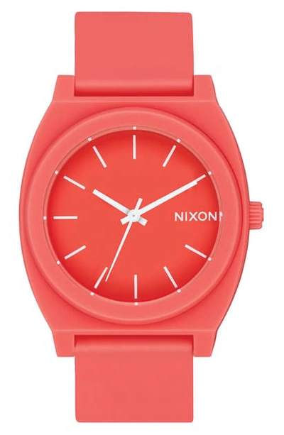 Shop Nixon Time Teller P Polyurethane Strap Watch, 40mm In Coral