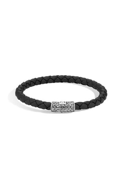 Shop John Hardy 'classic Chain' Woven Leather Bracelet In Black
