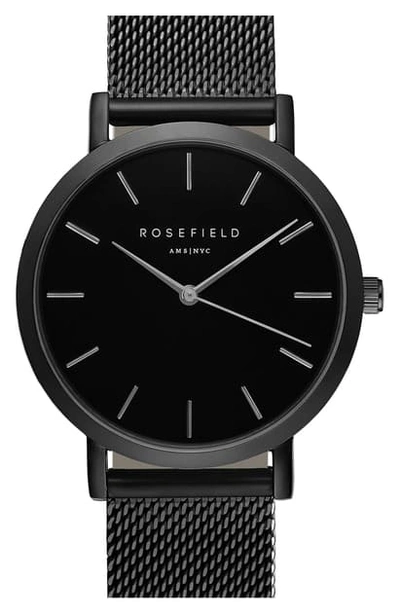 Shop Rosefield Mercer Mesh Strap Watch, 38mm In Black