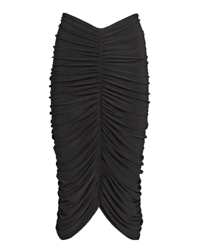Shop Norma Kamali Shirred Jersey Bodycon Skirt In Black