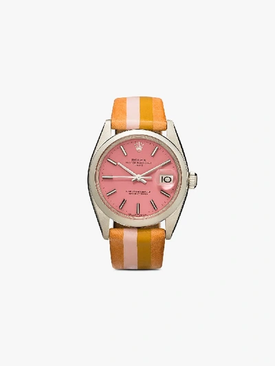 Shop La Californienne Reworked Vintage Rolex Oyster Perpetual Date Watch In Pink