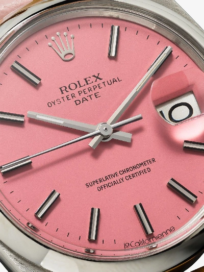 Shop La Californienne Reworked Vintage Rolex Oyster Perpetual Date Watch In Pink
