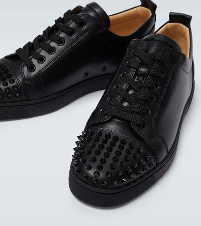 Christian Louboutin Louis Junior Spikes Cap-toe Leather Sneakers In Black