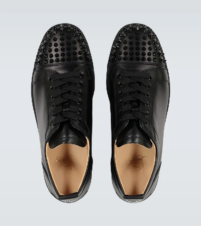 Christian Louboutin Louis Junior Spikes Cap-toe Leather Sneakers In Black