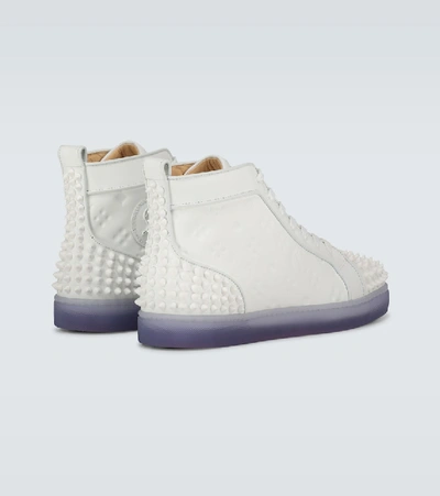 Shop Christian Louboutin Lou Spikes Ii Leather Sneakers In White