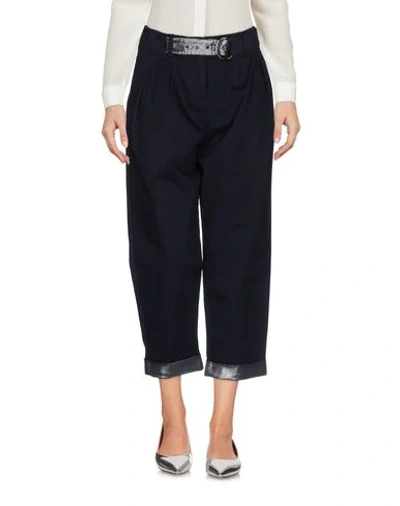 Shop Emporio Armani Cropped Pants & Culottes In Dark Blue