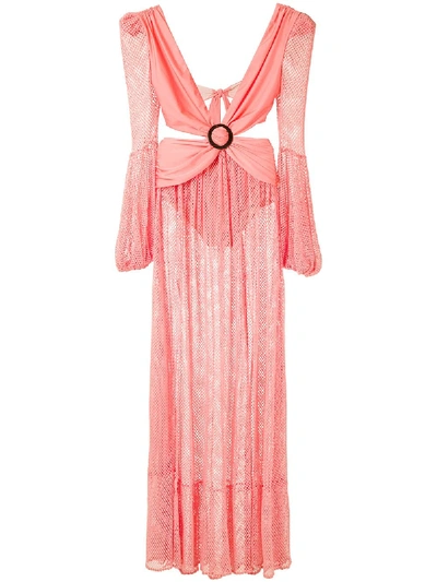 Shop Patbo Long Fishnet Dress In Pink