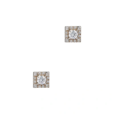 Shop V By Laura Vann Odette Crystal-embellished Stud Earrings In Silver