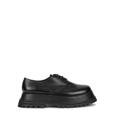 Shop Burberry Guild 50 Black Leather Flatform Derby Shoes