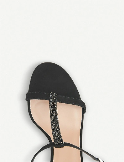 Shop Lk Bennett Nevada Swarovski Leather Heeled Sandals In Bla-black
