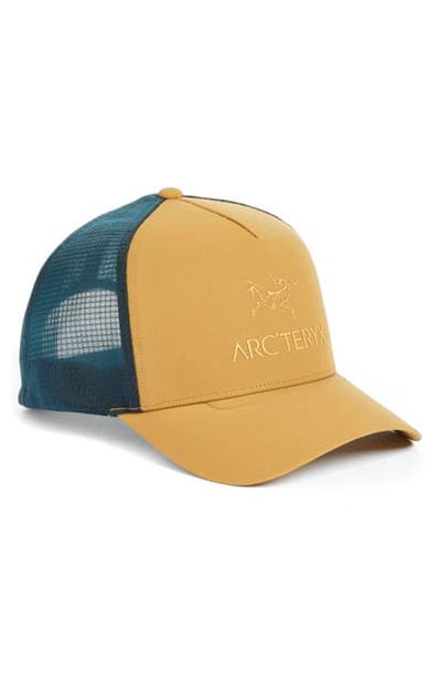 Shop Arc'teryx Logo Trucker Hat In Elk/labyrinth