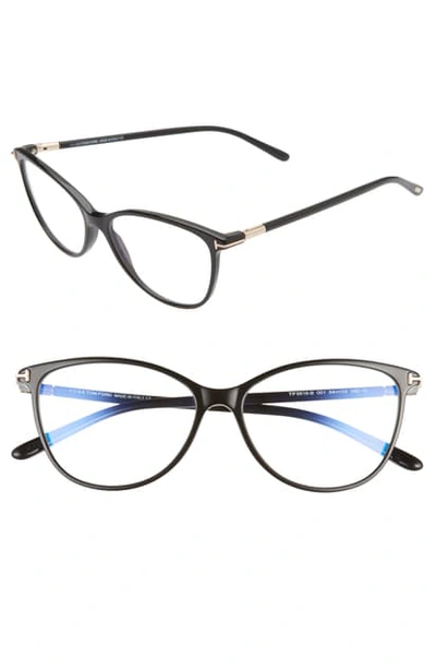 Shop Tom Ford 54mm Blue Light Blocking Optical Glasses In Shiny Black