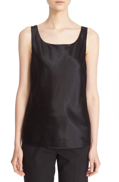 Shop Lafayette 148 Silk Charmeuse Tank In Black