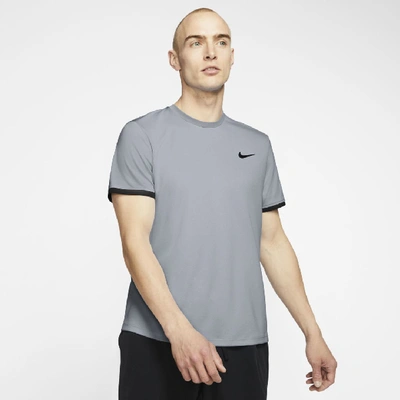 Shop Nike Court Dri-fit Men's Short-sleeve Tennis Top (sky Grey) In Sky Grey,black,black