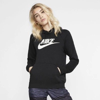 Shop Nike Women's  Sportswear Essential Fleece Pullover Hoodie In Black