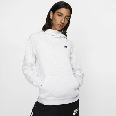 Shop Nike Sportswear Essential Women's Funnel-neck Fleece Pullover Hoodie In Khaki
