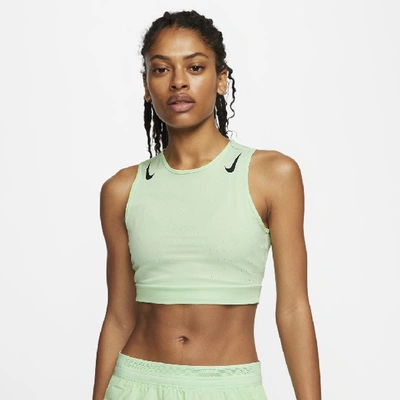 Shop Nike Aeroswift Women's Running Crop Top In Vapor Green,black