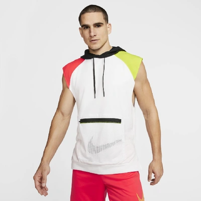Shop Nike Dri-fit Men's Sleeveless Fleece Training Hoodie (white) - Clearance Sale In White,lemon Venom,black,black