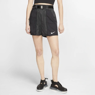 Shop Nike Sportswear Swoosh Women's Woven Shorts (black) - Clearance Sale In Black,white