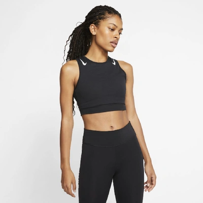 Shop Nike Aeroswift Women's Running Crop Top In Black,white